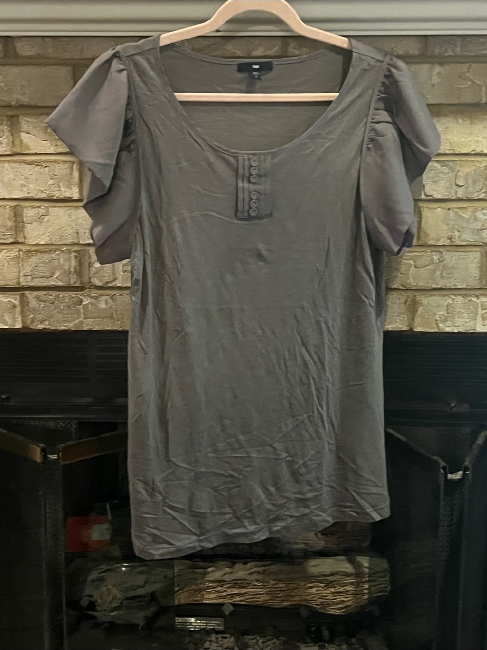 GAP Gray Puff Sleeve Scoop Neck Tunic